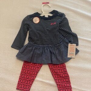 Carter's Navy Striped Dress with Pink Leggings